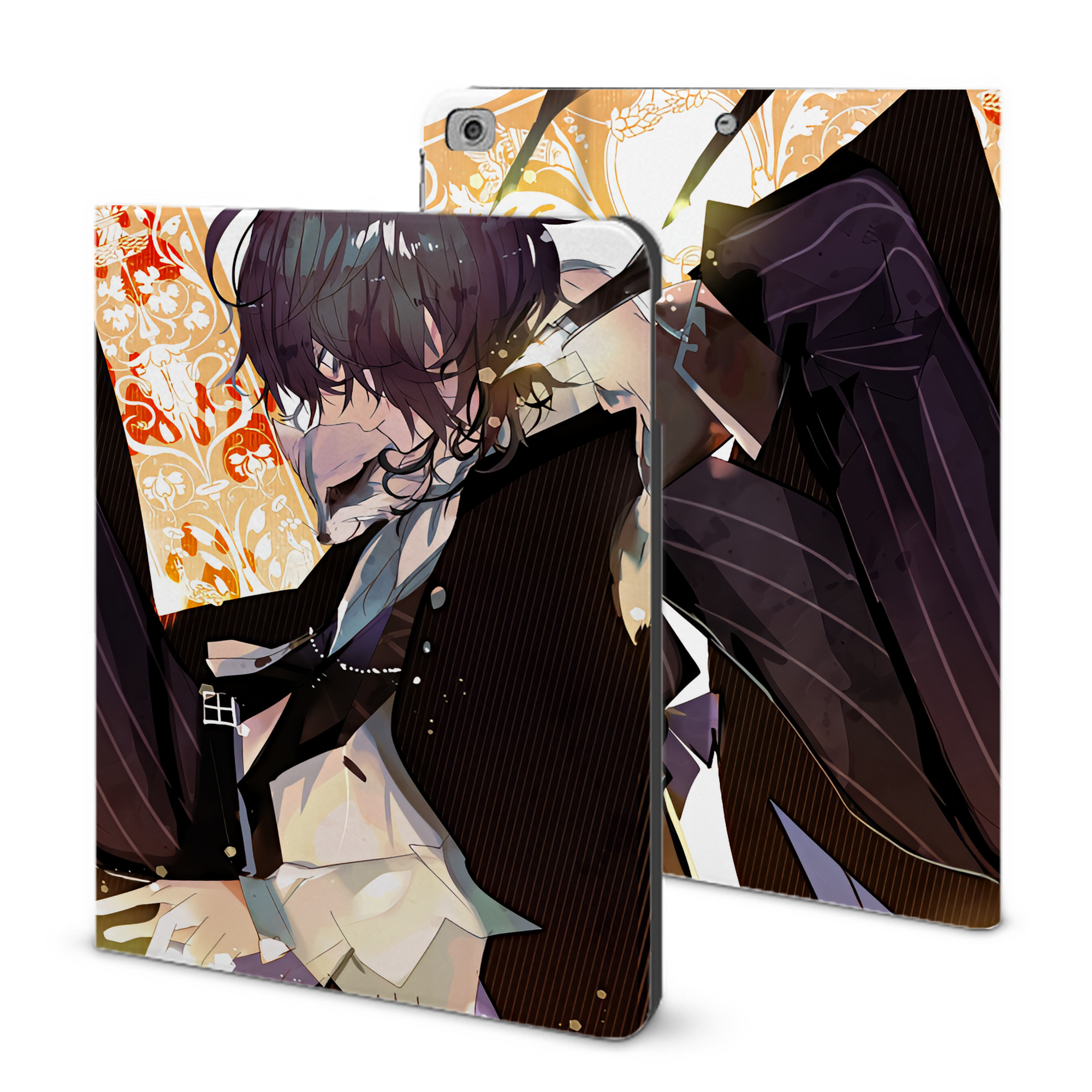 （画像用） 文豪ストレイドッグス Bungo Stray Dogs IPad ケース ブック型 PUレザー TPU 耐衝撃 軽量 薄型 ペン収納なし 全面保護 IPad 各モデル対応